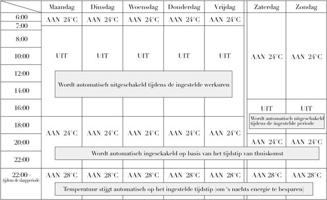 Voorbeeld van een werkingspatroon (zomerinstelling)